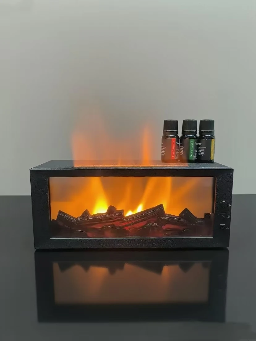 Penyebar Minyak Esensial 300Ml dengan Api Warna-warni, Mesin Aromaterapi, Pelembap Udara, Mati Otomatis, Pengatur Waktu & Remote Control untuk Rumah