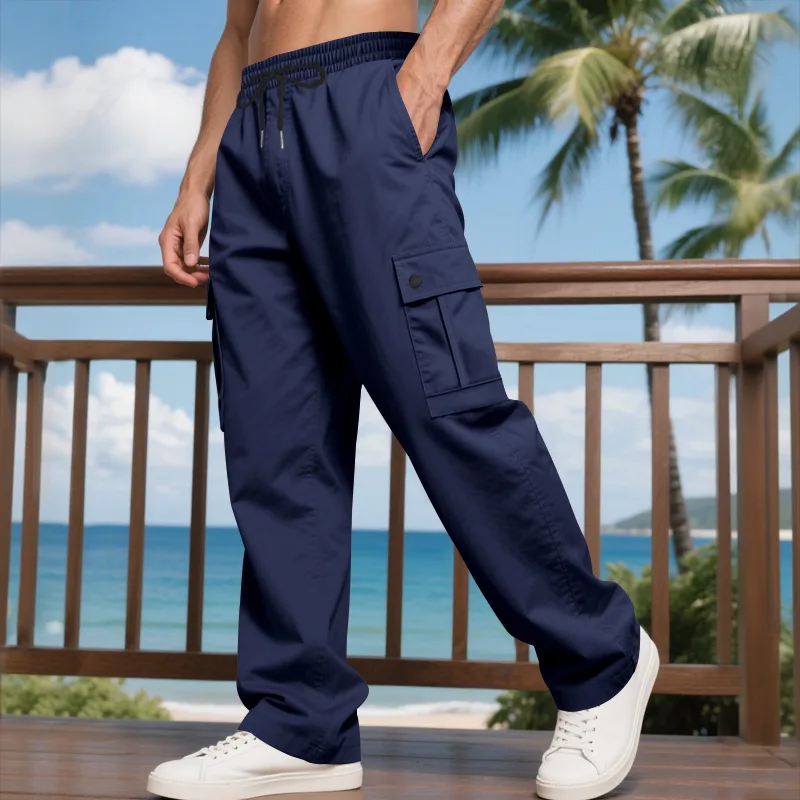 

American Autumn Style Loose-Fit Men's Amekaji Casual Tough Guy Workwear Sports Simple Multi-Pocket Straight-Leg Pants