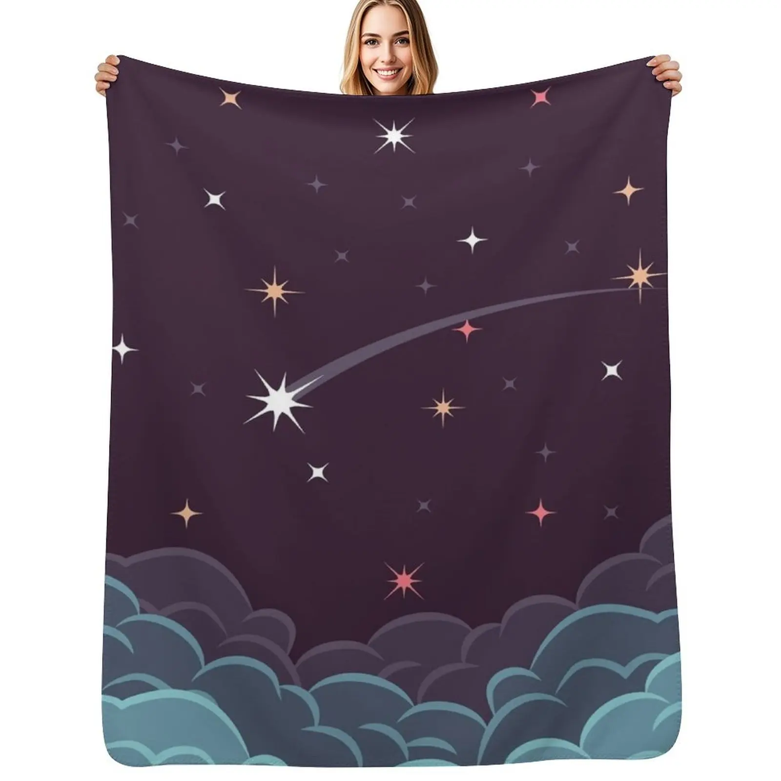 Falling Star Throw Blanket Flannel Fabric Furry Decorative Sofa Plaid For Baby Sofas Blankets