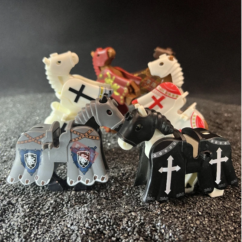 

MOC The Crusades Medieval Castle Knight Orders Horse Building Blocks Templar War Scene Eagle Lion Flag Bricks Toys Boys Gifts