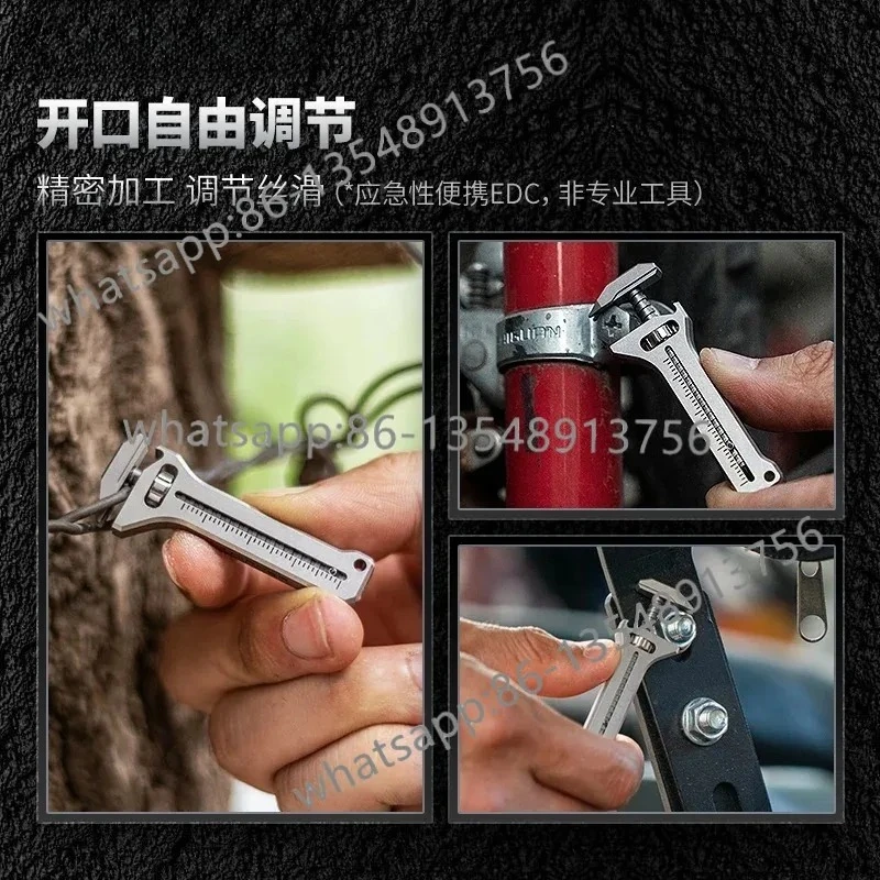 2.0 Titanium alloy mini movable small wrench multi-function pendant edc tool caliper keychain view 5