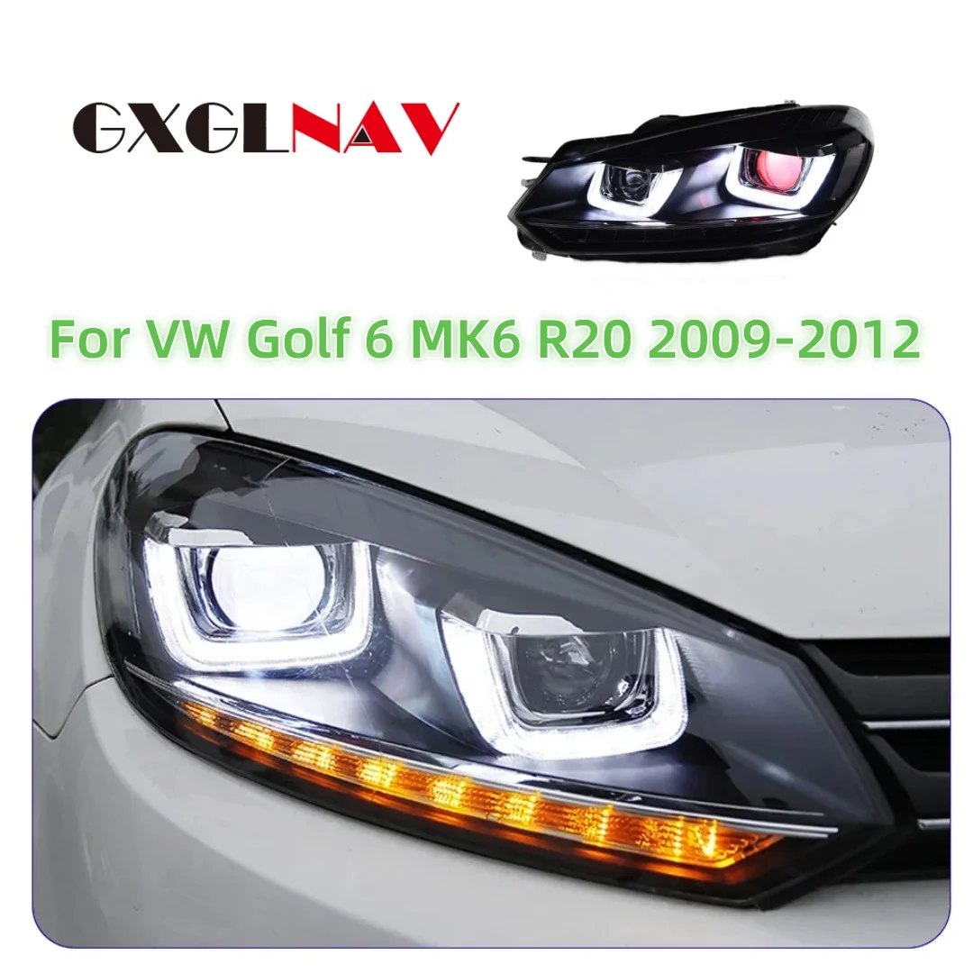 

Автомобильные передние фонари для VW Golf 6 MK6 R20 2009-2012, светодиодные автоматические фары в сборе, обновление Golf 8, стиль, аксессуары для линз проектора