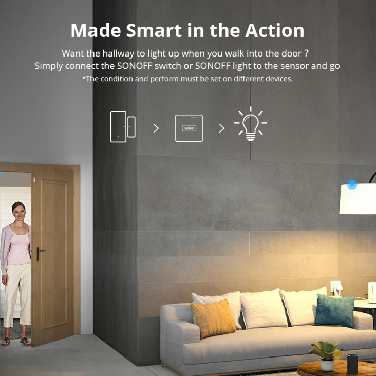 SONOFF DW2 RF 433Mhz Wireless Door Window Sensor Notification Alerts For Smart APP Home Security Alarm Works SONOFF RF Bridge