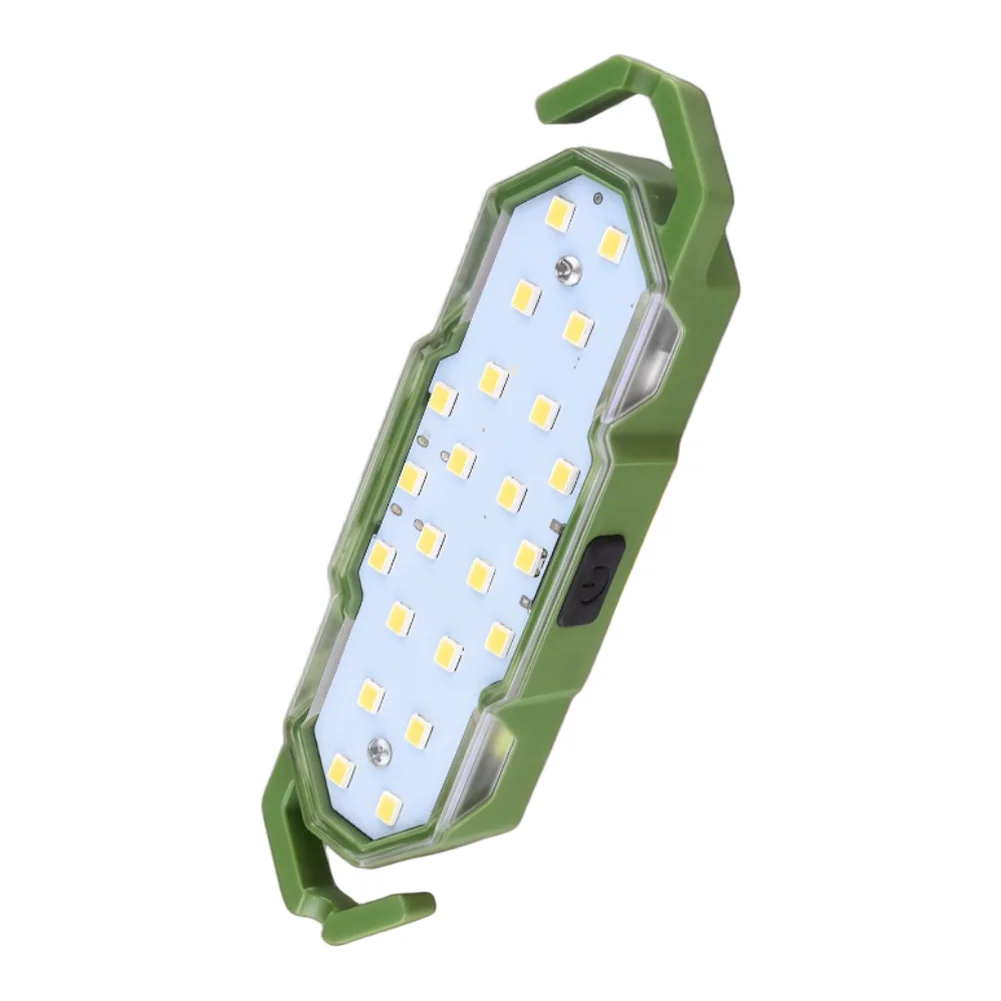 Multifunctional Camping Light with Magnetic Back and Dual Hooks 800mAh Battery USB C Charging 3 Lighting Modes Green