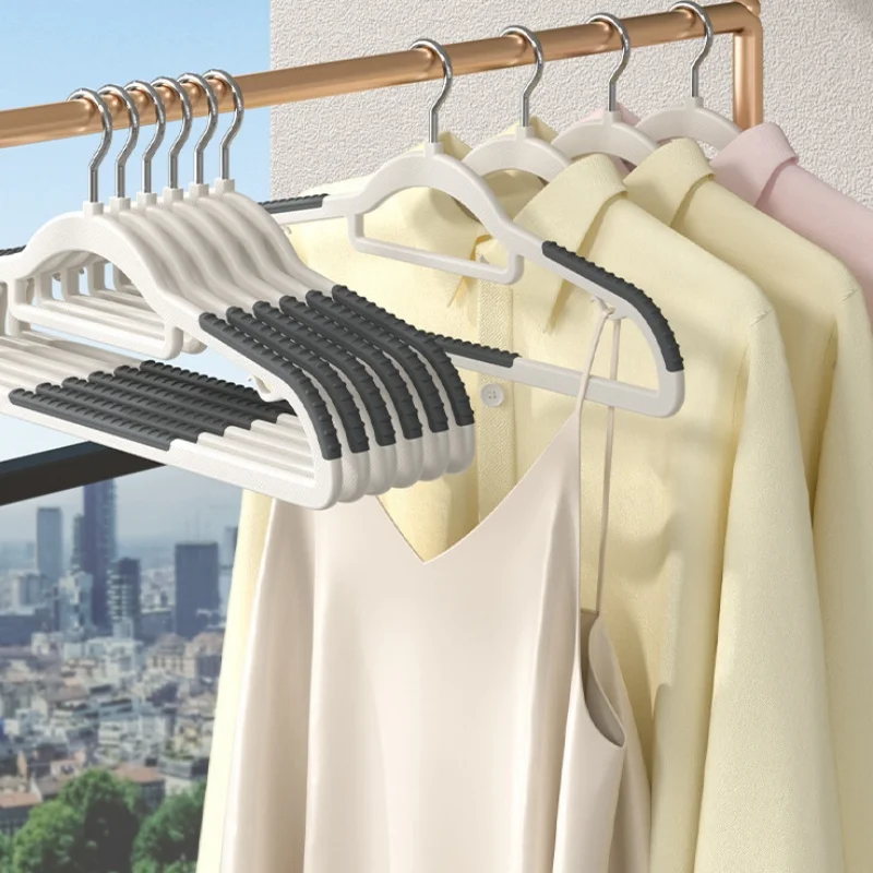 10pcs Household Non-Slip Hanger Thick And Wide Shoulder Plastic Drying Rack Used To Hang Clothes Wardrobe Room Storage Organizer