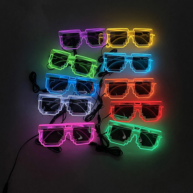 

Creative Luminous Mosaic Glasses Vogue Masquerade Beer Party Carnival Concert Light Up Toys In Bulk Halloween Luminous Glasses