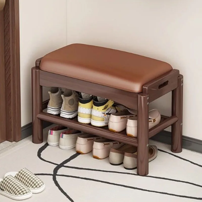 Modern Wood Foot Stool Shoe Storage Pouf Mobile Living Room Space Saving Foot Stool Designer Bar