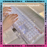 104 Key Punk Wired Keyboard Valentine Crystal Mechanical Keyboard High Appearance Level Full Transparent Office Game