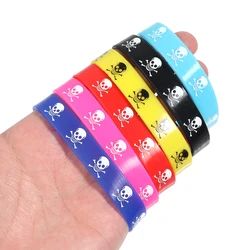 6pcs/lot Multicolor Skull Bracelet Silicone Wristband Bracelets For Men Women Rubber Wristband Sports Bangle Jewelry Gift