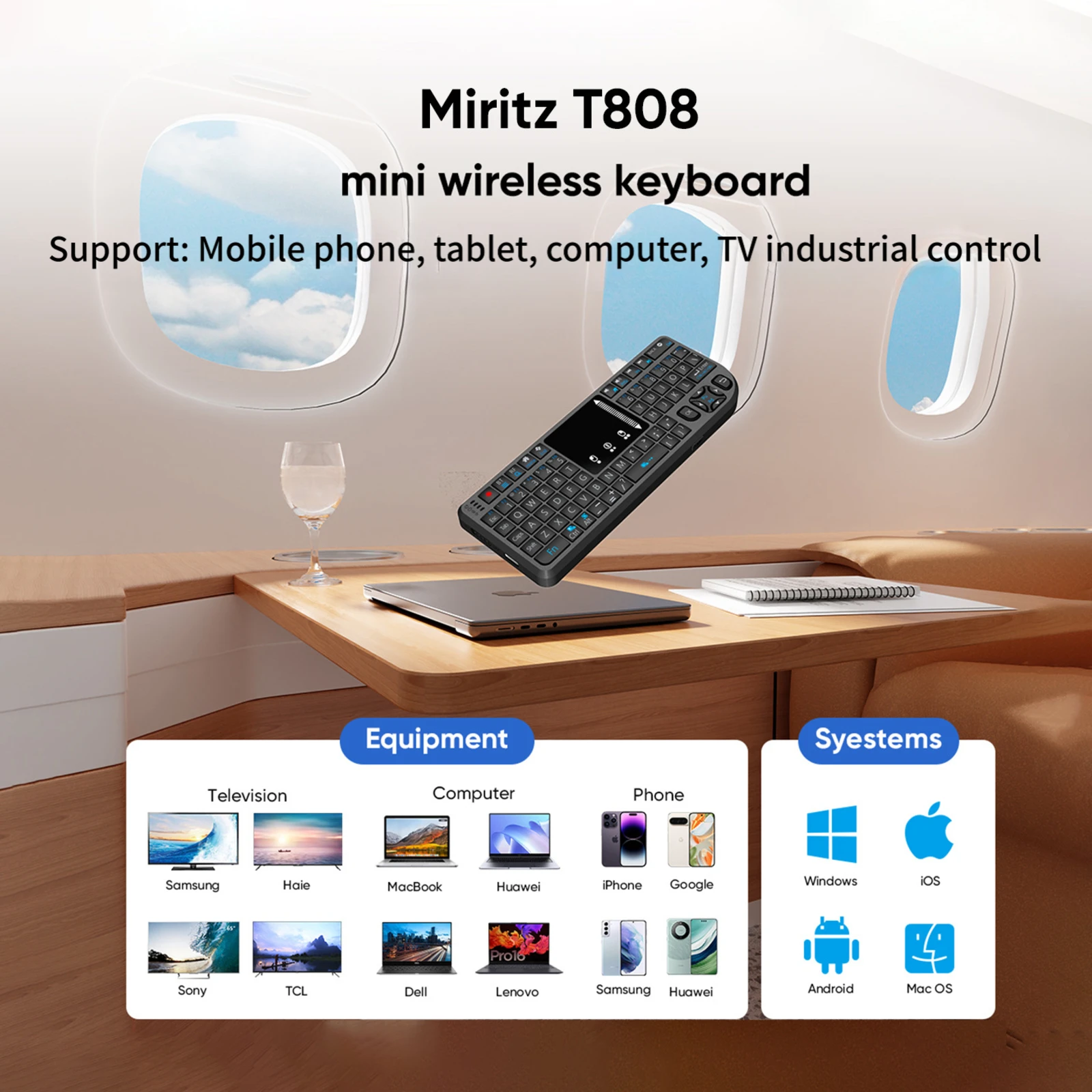 2.4G BT5.0 Dual Mode Wireless Keyboard With Touchpad 7 Color RGB Backlight 600mAh Battery Rechargeable Remote Control Keyboard