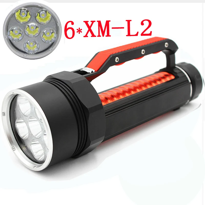 

Diving Flashlight 6x XM-L2 LED 4800LM Utral Bright Waterproof Scuba Lamp Underwater Dive Torch 26650 Lanterna