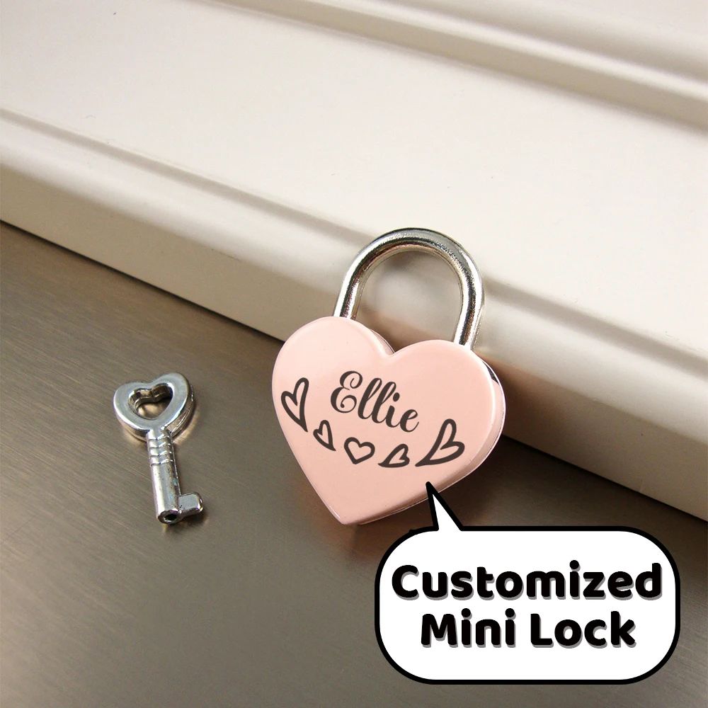 1 pc nice love Custom Name Mini Heart Shaped Lock Wish Lock Wedding Keyed Padlocks Travel Bridge Padlock