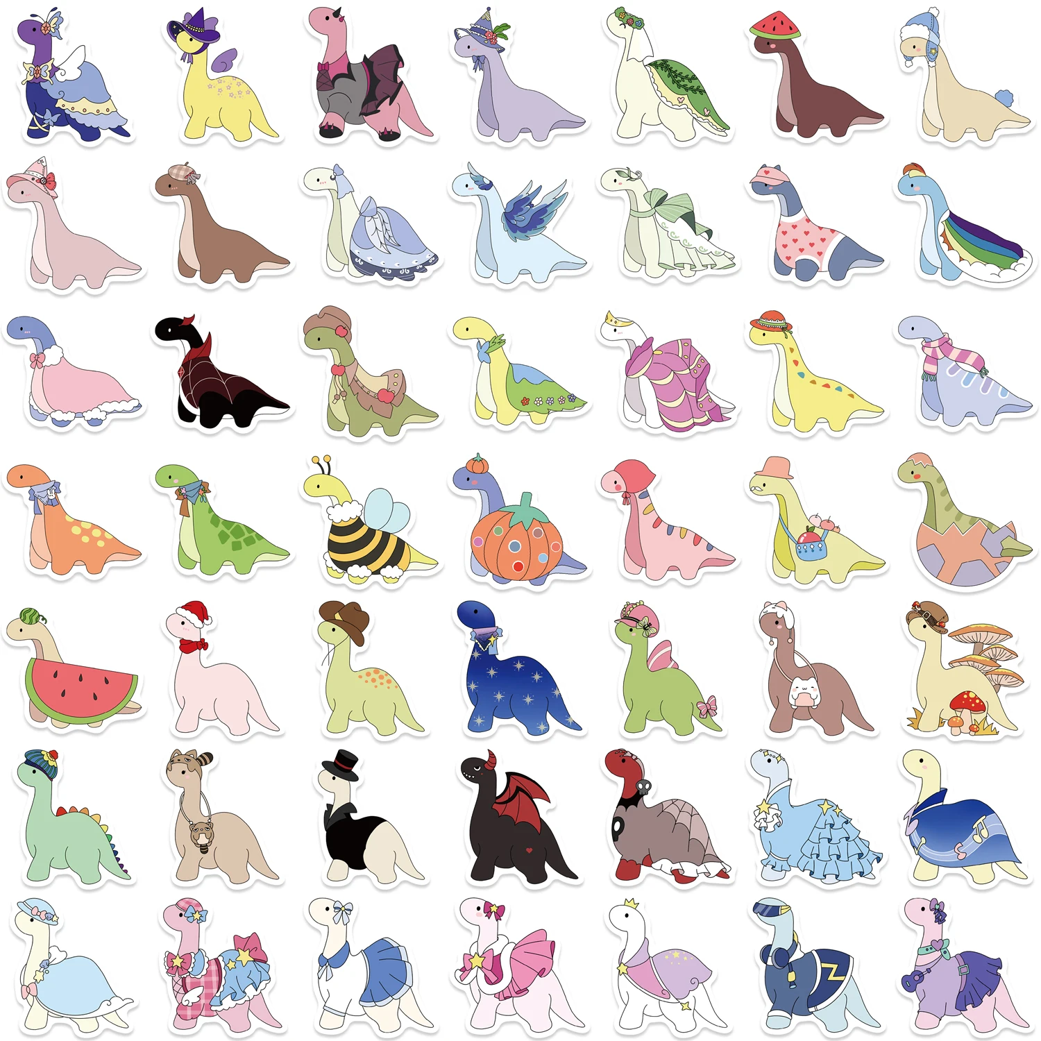 50 stuks kleurrijke kleine dinosaurus dieren stickers cartoon kawaii diy cadeau sticker plakboek bagage telefoon waterdichte stickers
