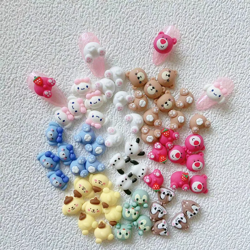 Sanrio 10Pcs hellobykitty Y2K adesivi per unghie finte Charms Anime Kuromi Mymelody fai da te parti Kawaii accessori per gioielli Cool Nail Stuff