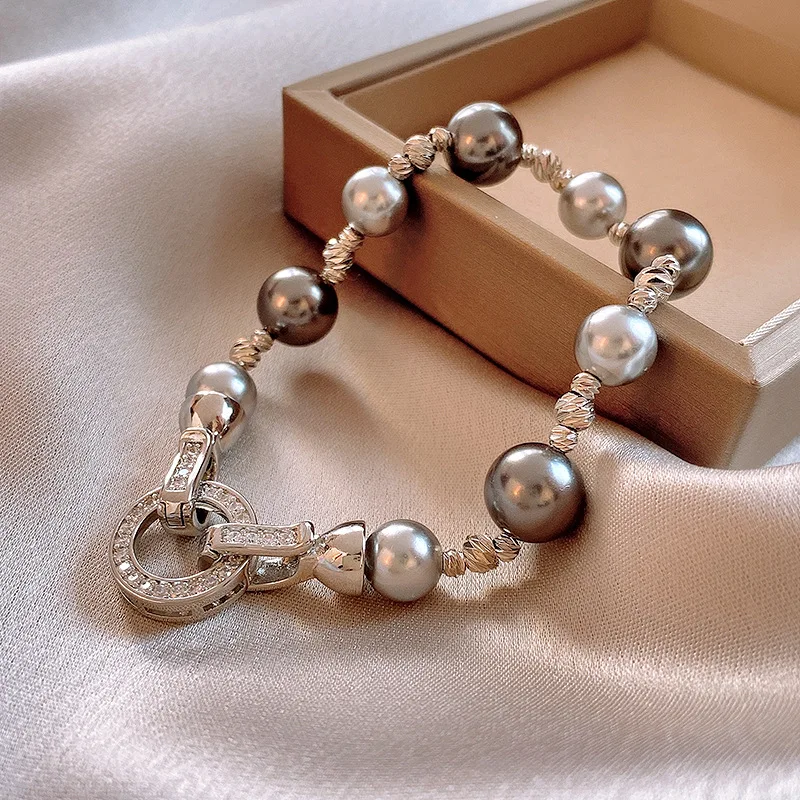 Fashion Zircon Pearl Bracelet for Women 2024 New Irregular Round Bracelet Original Design Jewelry Accessories Anniversary Gift
