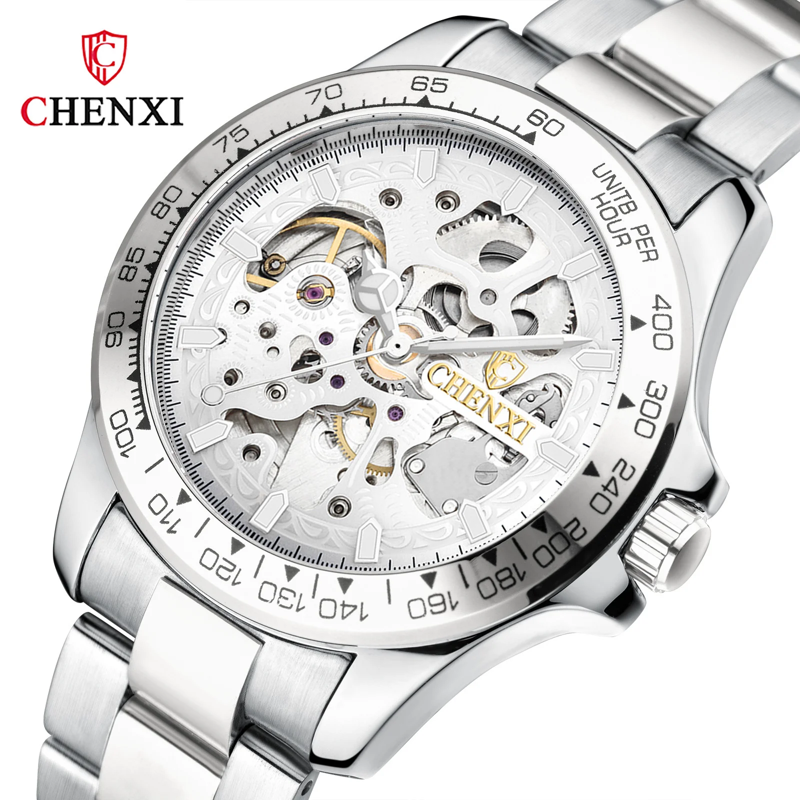 

CHENXI 8808B Men's Mechanical Watch New Hollow Out Automatic Fashion Luminous Cool Steel Wrist Watches for Male Gift Clock