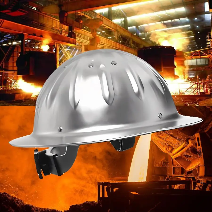 خوذة أمان مصنوعة من خليط معدني للبناء والتعدين، قبعة صلبة كاملة الحواف معتمدة من ANSI مع تعليق ممتص للصدمات وخفيف الوزن