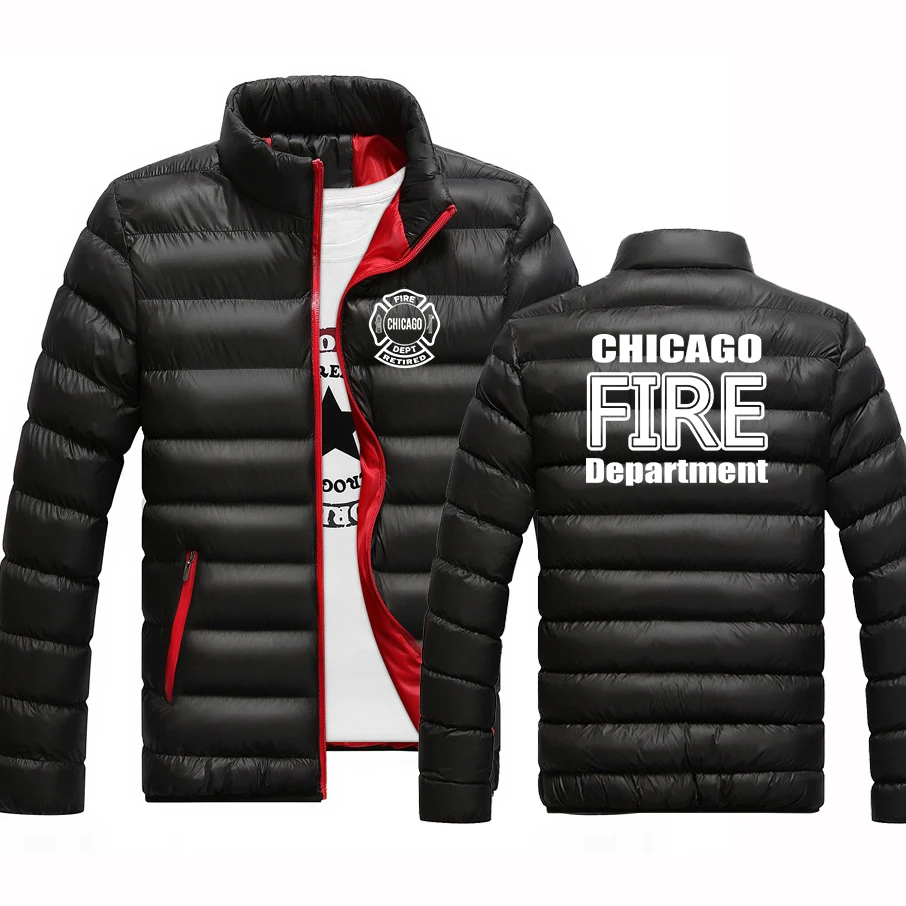 Chaqueta de algodón con estampado Harajuku para hombre, chaqueta cómoda de alta calidad con estampado del Departamento de Bomberos de Chicago para primavera y otoño, novedad de 2024