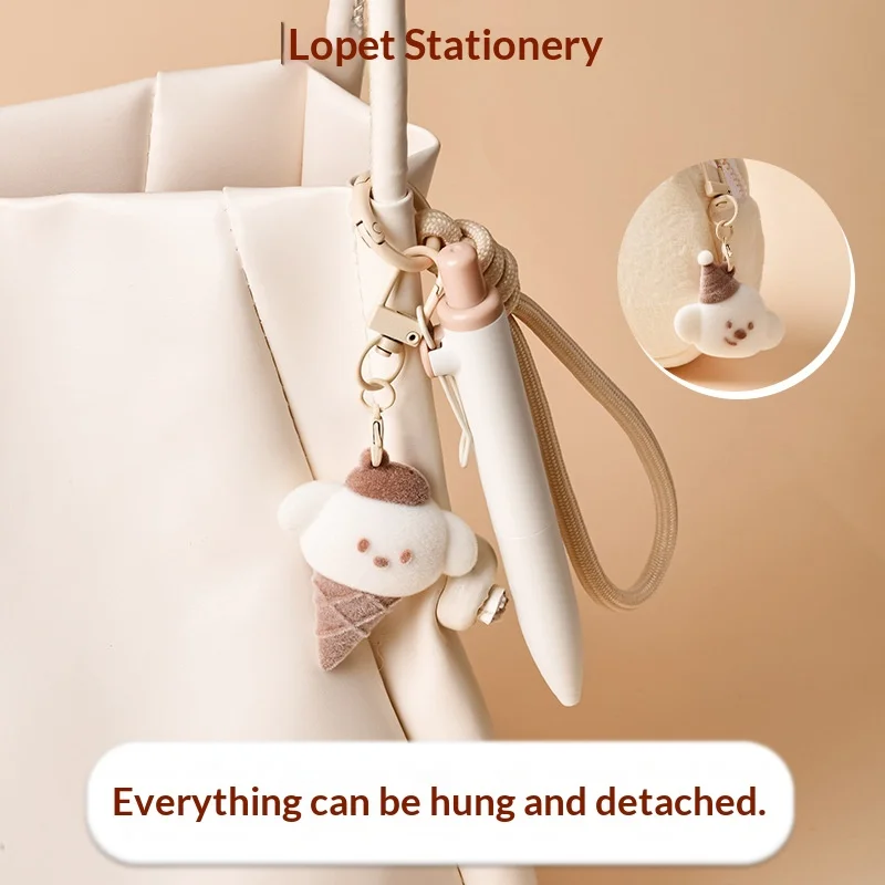 

Сменная гелевая ручка Lopet со съемным плюшевым шармом, забавный подарок для снятия стресса, офисные канцелярские принадлежности для студентов, креативные, практичные