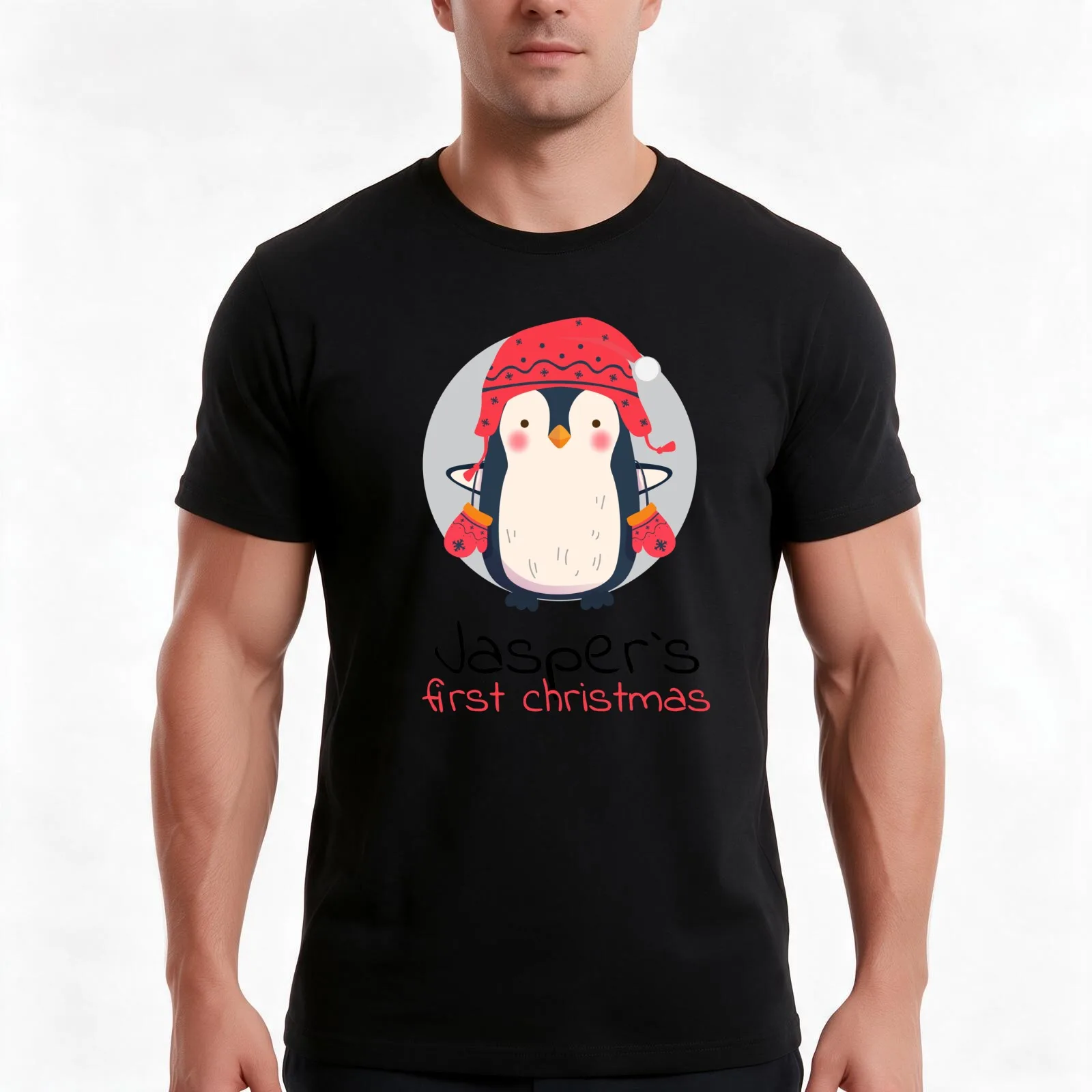 Jasper first christmas Newborn Gift T-Shirt, Summer Casual Cotton Tee, Oversized Streetwear Tops, Vintage Graphic Print