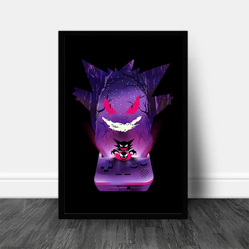 Japanese Anime Pokemon Cartoon Canvas Painting Pikachu Gengar Charizard Posters Print Mural Pictures Wall Art Home Decor Cuadros