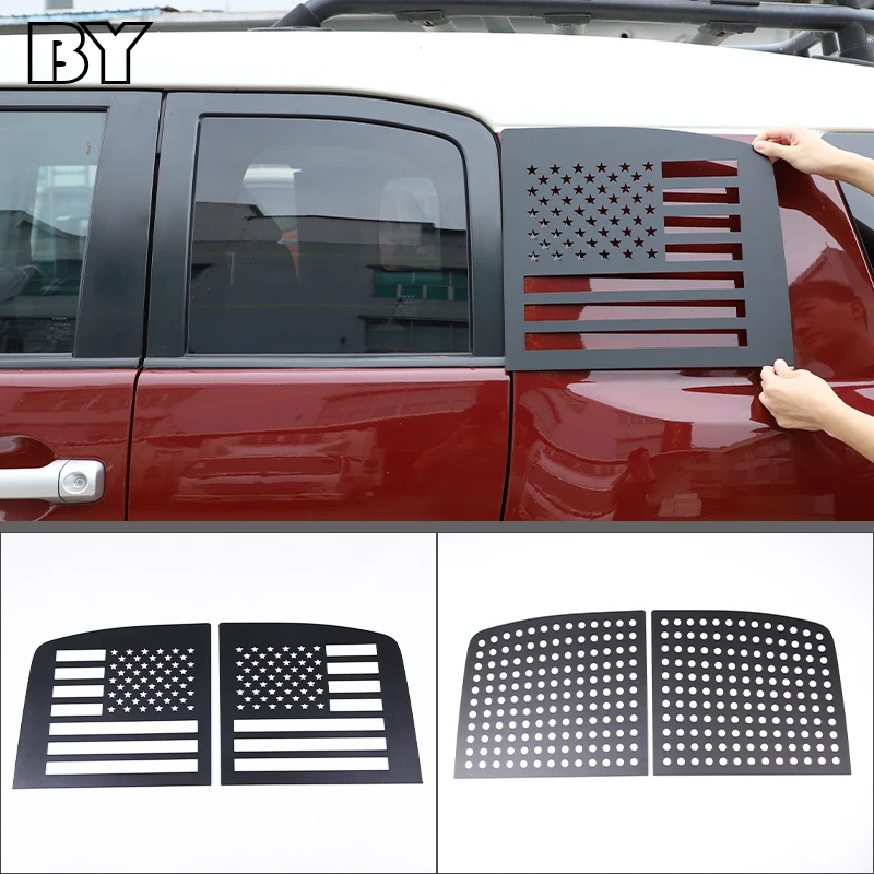 For Toyota FJ Cruiser 2007-2021 Car Rear Window Honeycomb Panel Glass Guard Plate Aluminum Alloy Black Exterior Trim Accessories