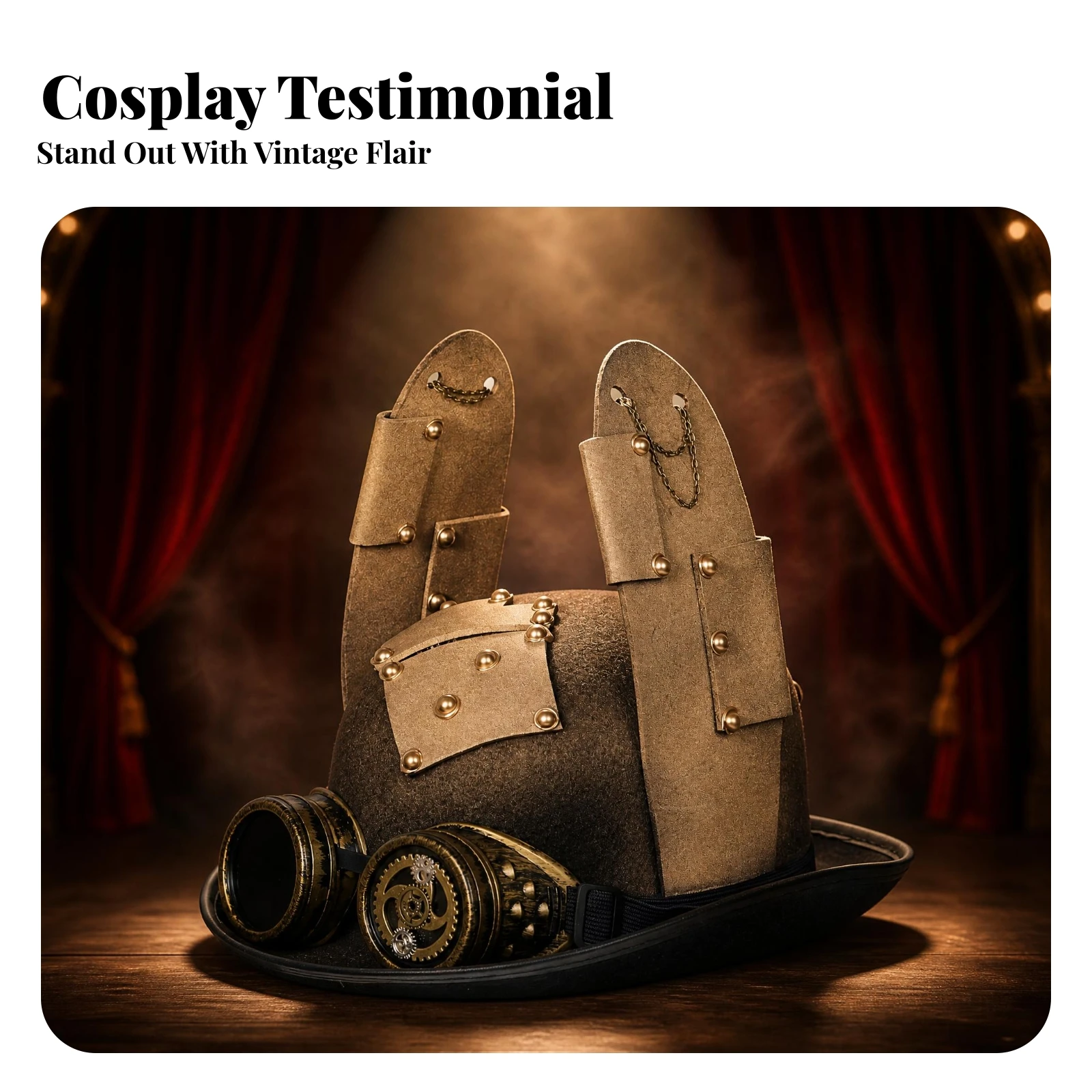 Steampunk Costume Hat Black and Gold Steampunk Hat Headwear Textured Surface Structured Crown for Adults