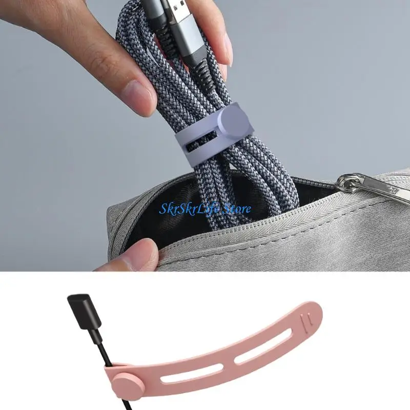 E65E 35Pcs Recyclable Silicone Cable Tie Wire Organiser for USB & Sound Wire