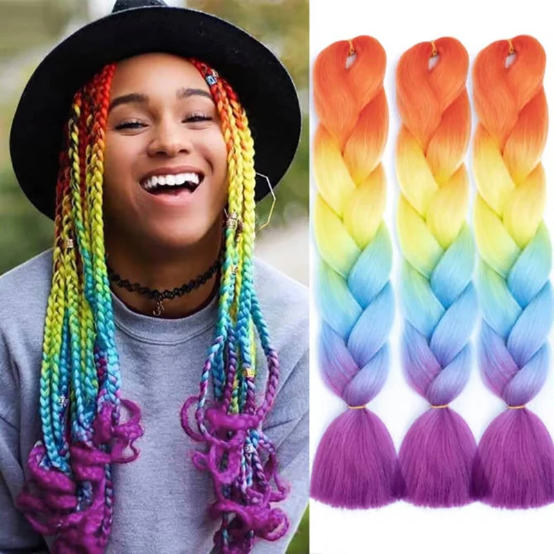 New Colors Synthetic Hair Twist Braids Ombre Color For white Women Braiding Hair Extensions Jumbo Braids Hair