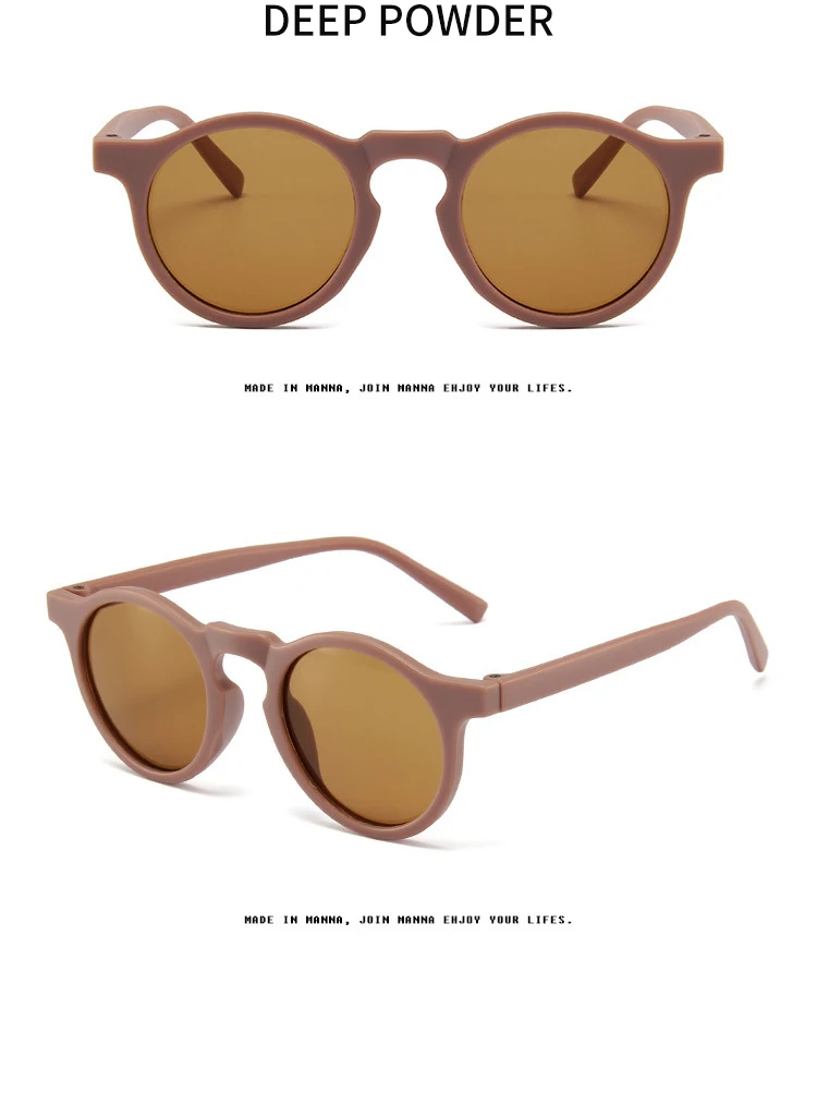 Neue Kinder Vintage Matt Runde Outdoor Sonnenschutz Sonnenbrille Baby Mädchen Acryl UV400 Sonnenbrille Kinder Mode Gläser – Detail 14
