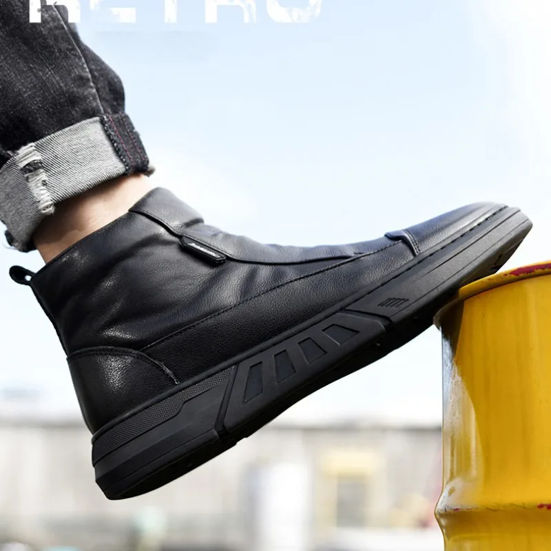 Classic Men Leather Boots Autumn Comfortable Wear-resistant High Top Casual Shoes Boot British Business Office Ankle Boot Spring