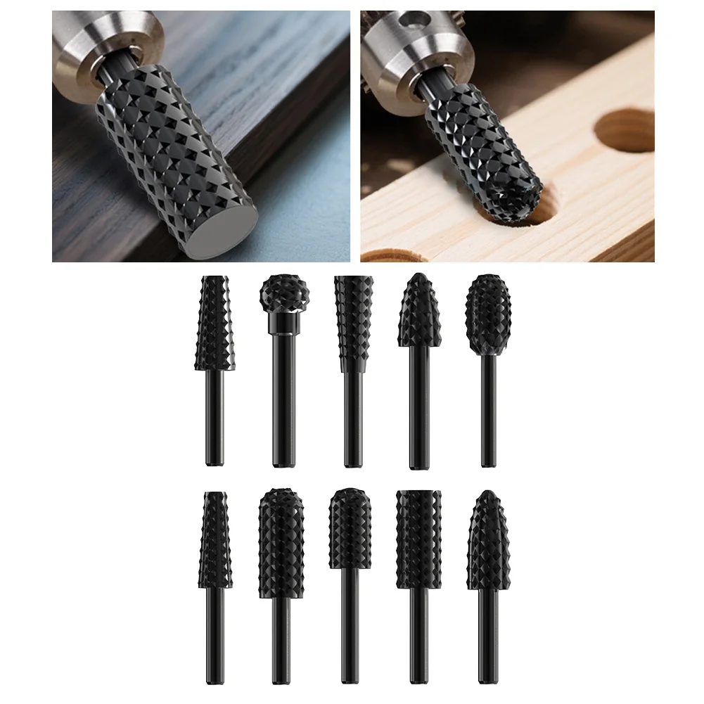

10Pcs Rotary Burr Bit File Rasp Grinder Carving Set Round Shank Wood Bits Woodworking Rotary File Milling Cutter Rotary Tool