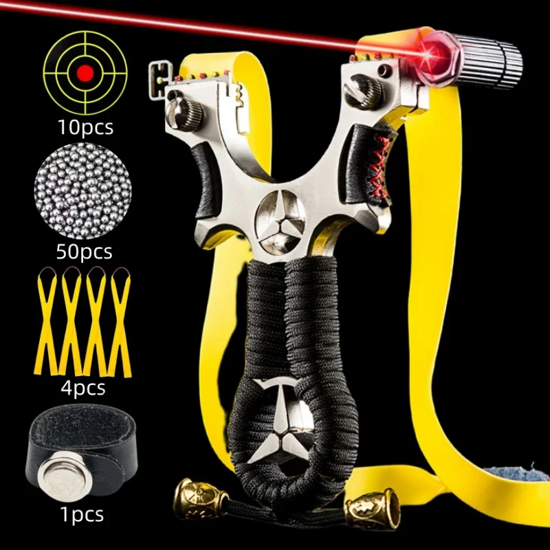 Laser Aiming Alloy Metal Slingshot for Outdoor Hunting and Shooting  High-precision Slide Ultra Submersible Slingshot