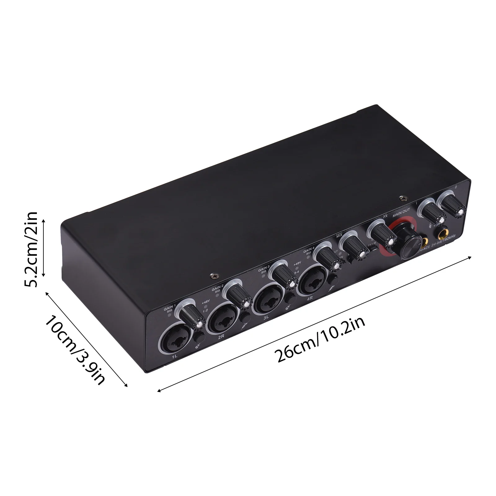 Carte son statique à 4 canaux avec interface audio gratuite, alimentation fantôme, 4 entrées, 4 sorties, USB, 24 bits, 192kHz, 48V