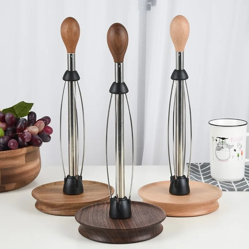 Solid Wood Tissue Rack No Punching Beech Roll Paper Storage Rack Column Kitchen Tissue Vertical Rack