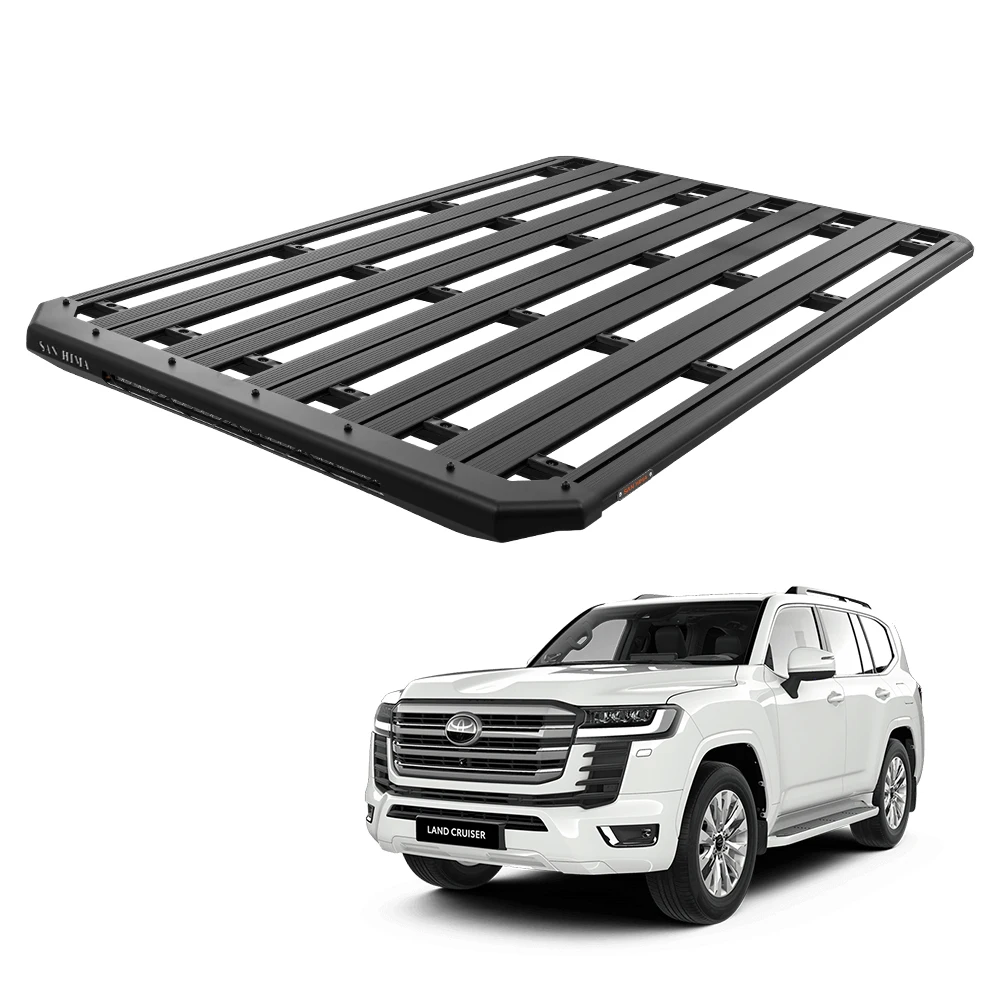 For SAN HIMA 4x4 Aluminum Alloy LC300 LC200 LC100 Platform Roof Rack in Built 28inch LED Light Bar for Toyota Land Cruiser