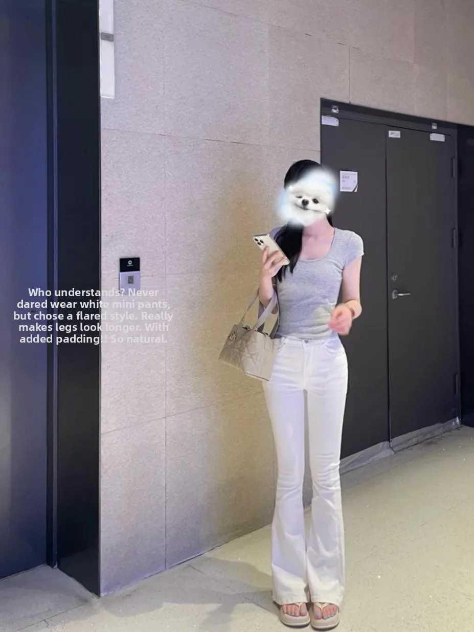 

Женские джинсы с высокой талией, расклешенные, с эффектом утяжки талии, в корейском стиле, из хлопка с добавлением стрейча