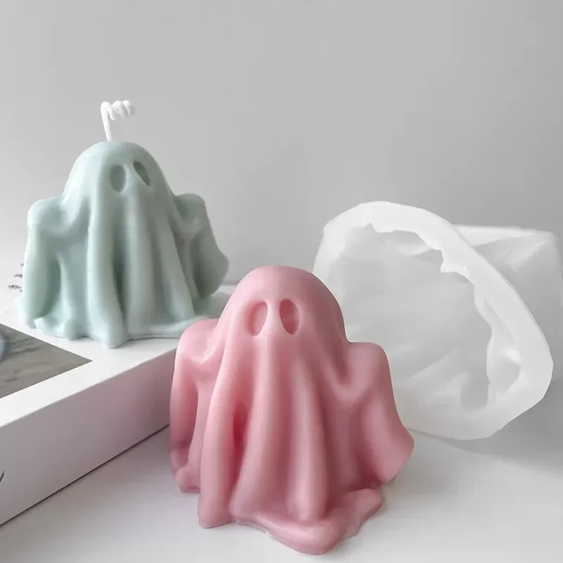 

DIY Halloween Ghost Candle Silicone Mold Aromatherapy Candle Plaster Handmade Soap Mould Halloween Decoration