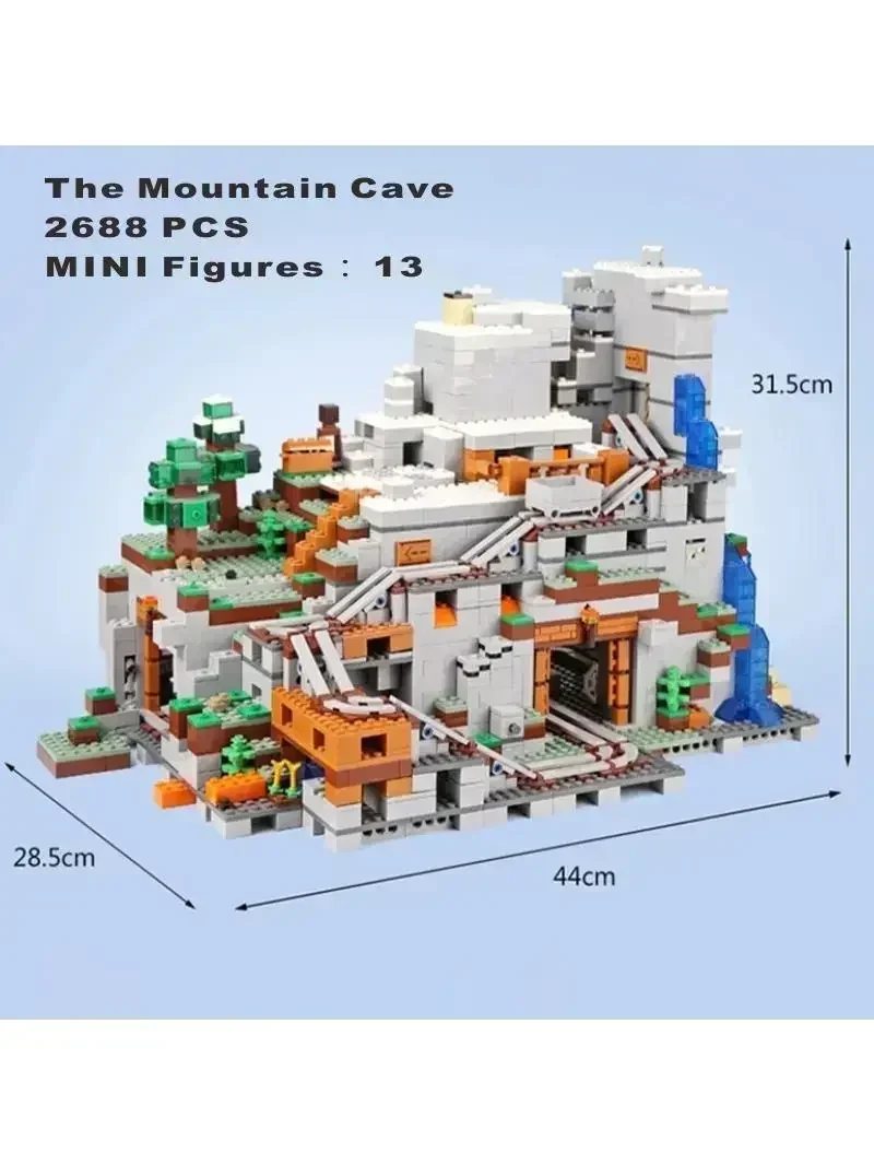 2688 قطعة مكعبات بناء الكهف الجبلي الكبير ألعاب تعليمية متوافقة مع هدايا عيد الميلاد وأعياد الميلاد 76010 #5