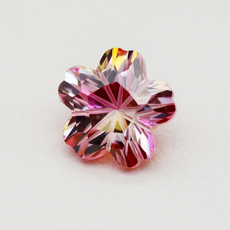 5A Pink White Colors Pentagon Sakura Cut Cut Cubic Zirconia Loose Gemstones for Jewerly Making