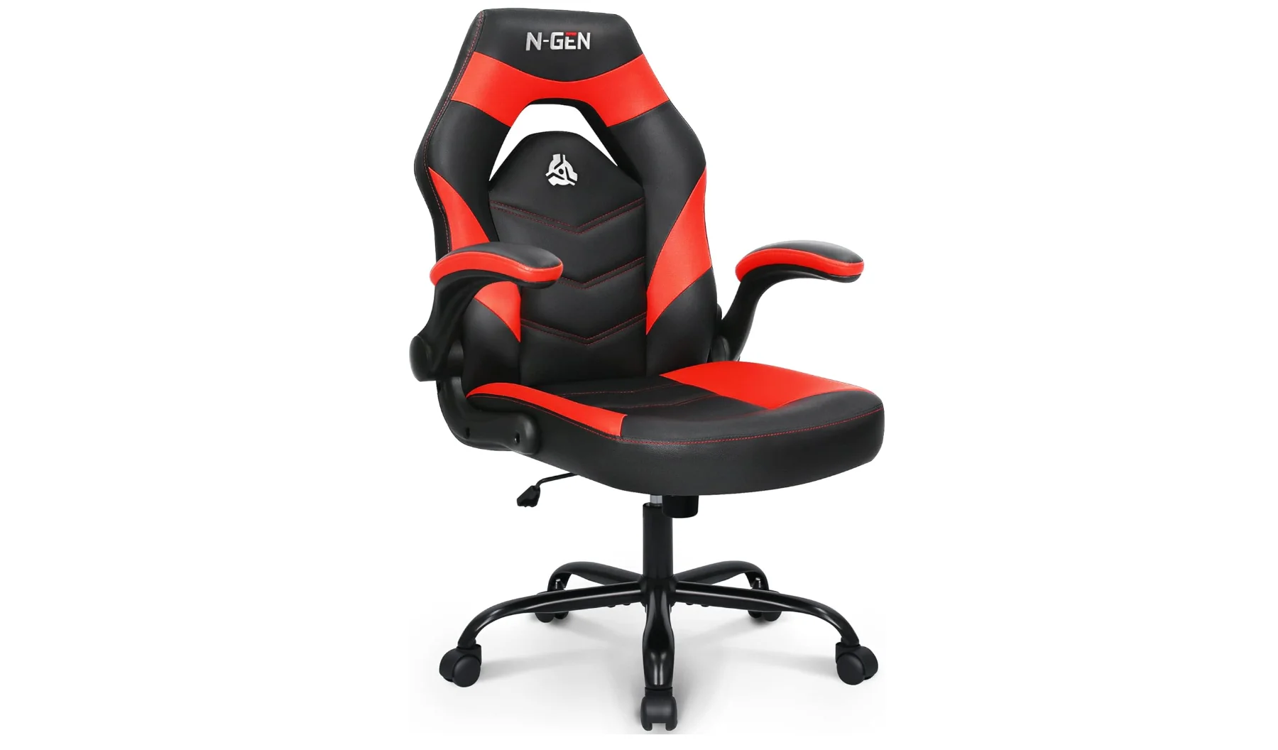 Silla de ordenador para videojuegos N-GEN, silla de oficina ergonómica, silla de escritorio con soporte Lumbar, brazos abatibles hacia arriba, altura ajustable, giratoria, PU