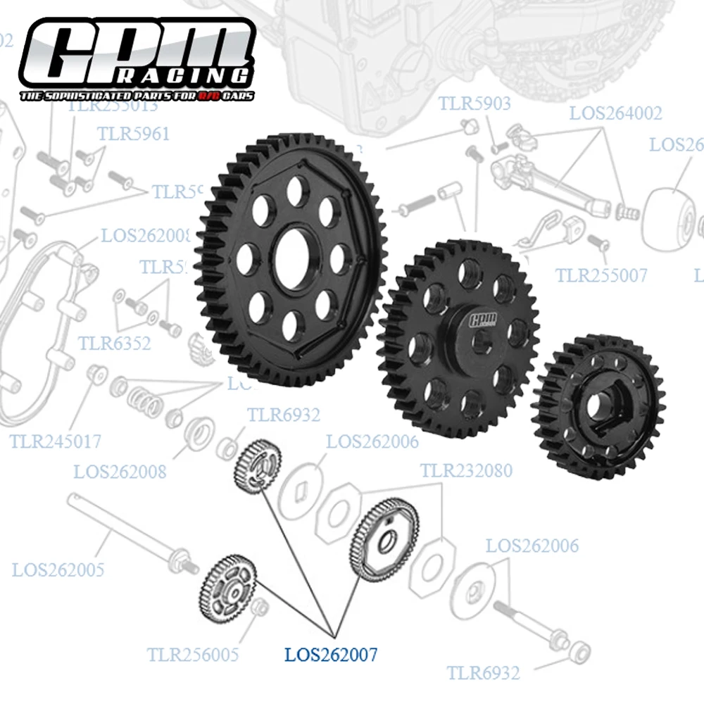 

GPM для LOSI 1/4 PROMOTO-MX PROMOTO-SM FXR МОТОЦИКЛ, аксессуары для обновления радиоуправляемого автомобиля, металлическая стальная коробка передач, комплект LOS262007