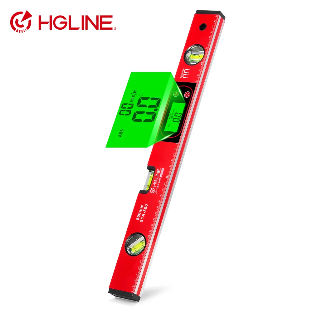 HGLINE 50CM Digital Spirit Level Finder Protractor Inclinometer Horizontal Ruler With 0/45/90° Three Angles Horizontal Bubbles