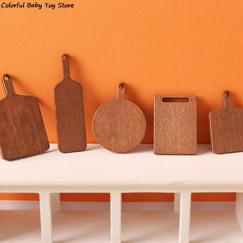 5Pcs 1:12 Dollhouse Miniature Chopping Board Simulation Cutting Board Bread Dessert Board Model Kitchen Decor Toy Doll House Acc