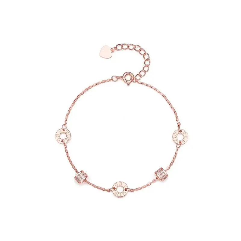 

18Cm Transfer Beads Rose Gold Sterling Silver Bracelet Girls Ins Gifts