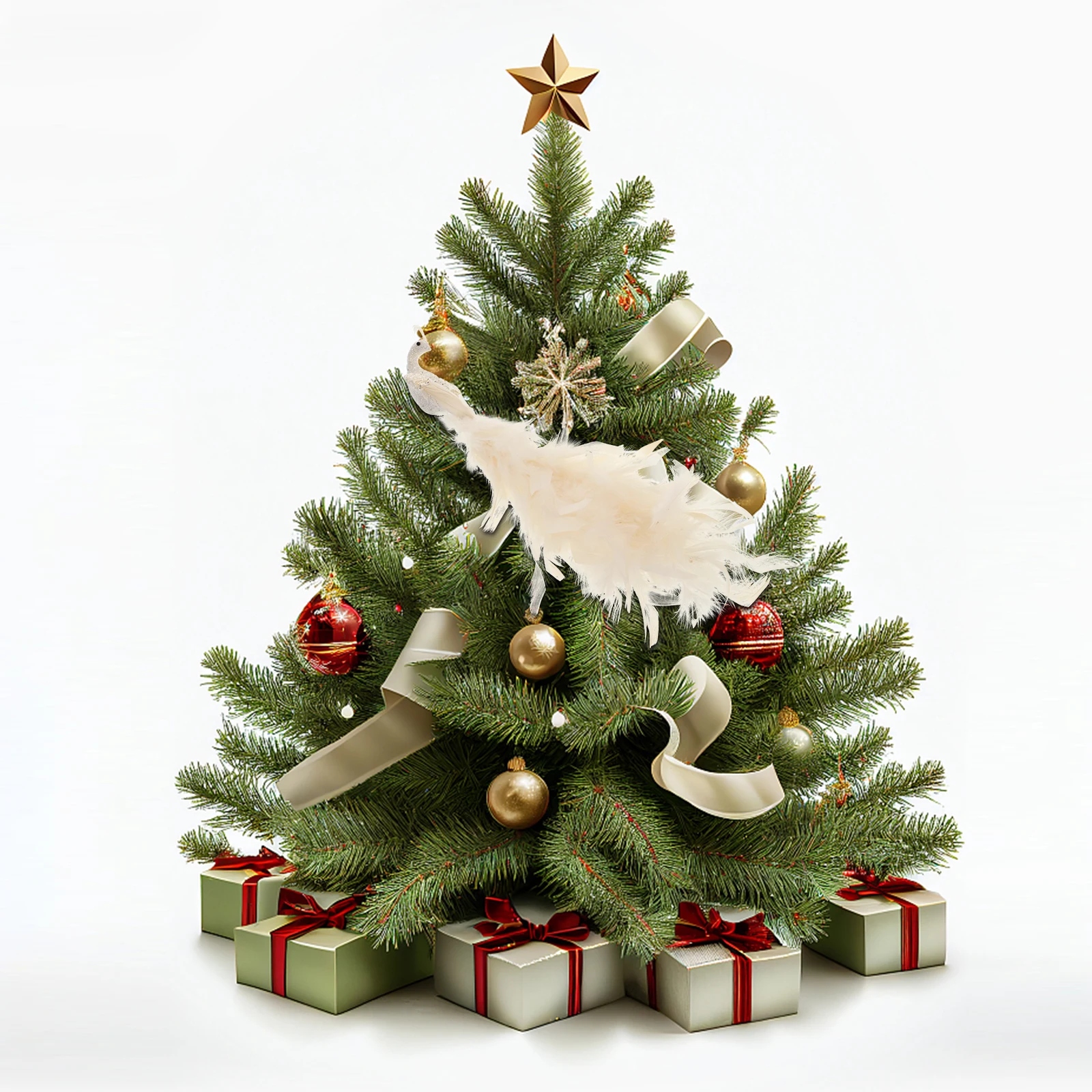 

1pc 3D Simulated White Ornament Clip On Tree Decorations Party Supplies Christmas Decor Peacock Christmas Decoration Party Props