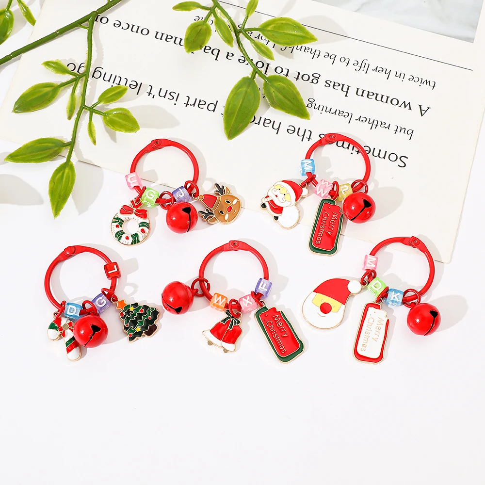 Cute Christmas Keychains Snowflake Bell Santa Claus keychain Backpack Pendant Christmas Party Jewelry Accessories