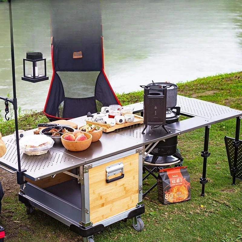 Camping table outdoor cart three-in-one multi-functional outdoor camping table