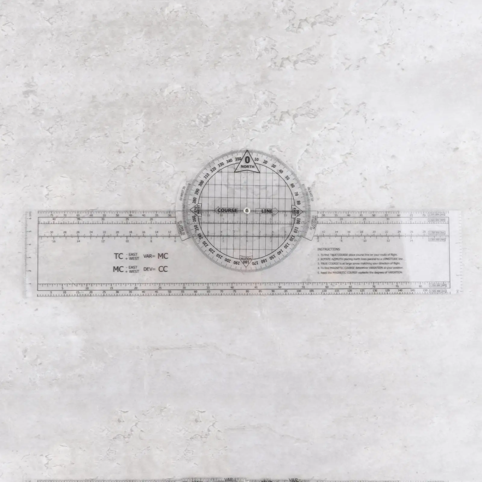Large Plastic Coordinate Scale 34.5cm Ruler for Topographical Drawing and Professional Angle Measurement Reading