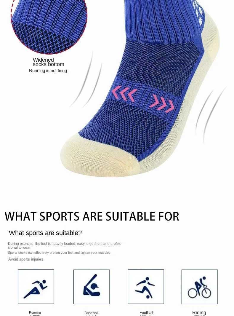 Men's Football Soccer Socks Sports Cycling Grip Socks Anti Slip Non Slip Grip Pads for Football Basketball New Towel Bottom